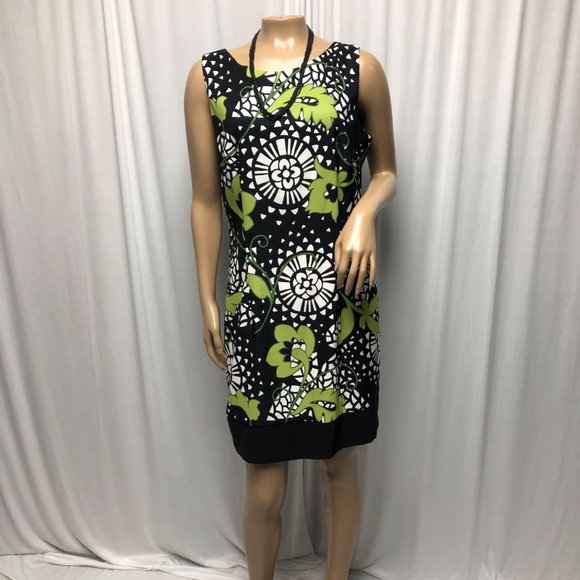 Alyx Dresses & Skirts - Alyx Dress Womens Size 16P Black White Green Floral Sleeveless Shift